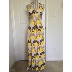 Patterned floral halter maxi dress