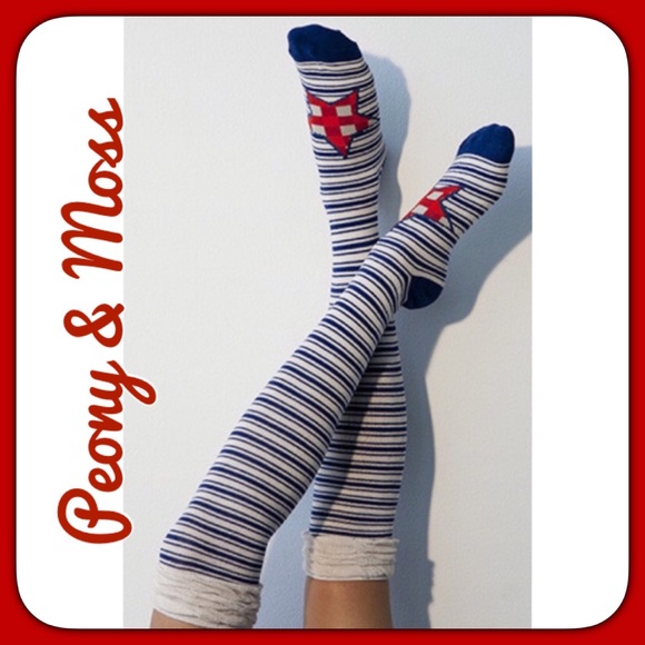 Peony and Moss Accessories - 🔵 🎍 BOGO Peony & Moss Pinstripe Knee High Socks