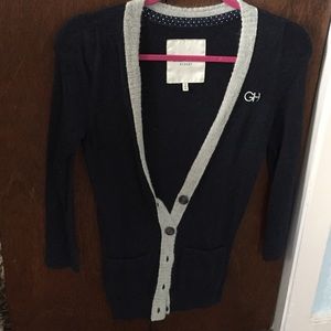 Navy sweater with grey trim from Gilly Hicks
