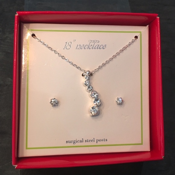 Journey Rhinestone Necklace & Stud Earrings Set