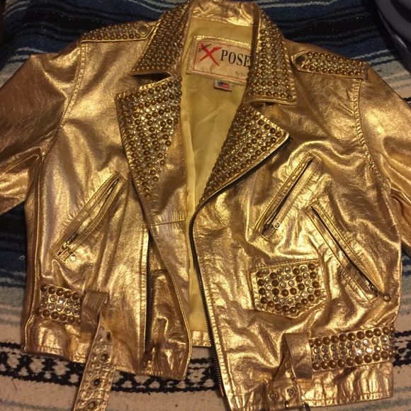 Xpose' gold leather jacket***** SOLD !!!!!!!