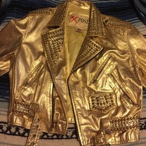 Xpose' gold leather jacket***** SOLD !!!!!!!
