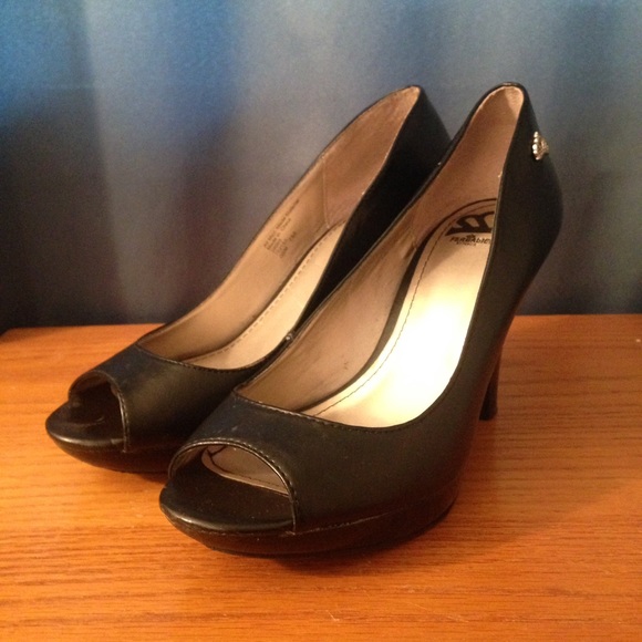 Fergalicious Black Peep Toe Pumps