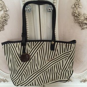 Henri Bendel disturbed stripe small tote handbag