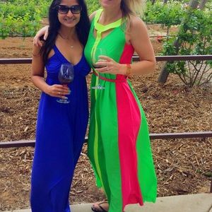 Pink, Green, & Yellow Maxi dress. Med. Worn ONCE!!