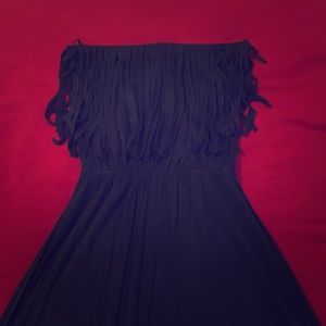 Strapless Mini Dress with Fringe Detail