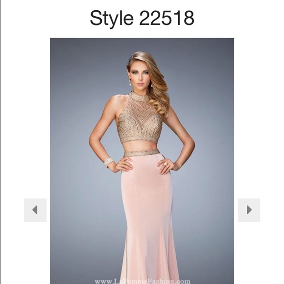 Two piece dusty rose beaded prom dress - Picture 4 of 4