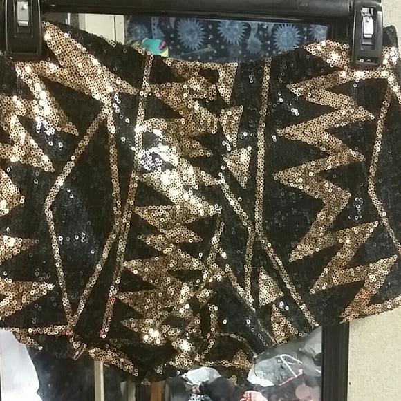 Black and Gold Sequin Shorts