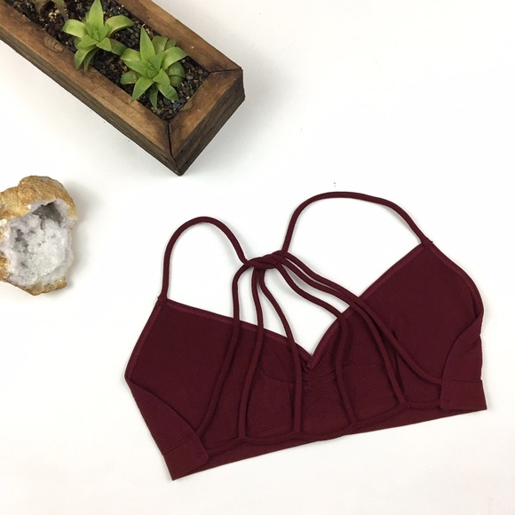 Deep Red Strappy Back Bralette - Picture 4 of 4