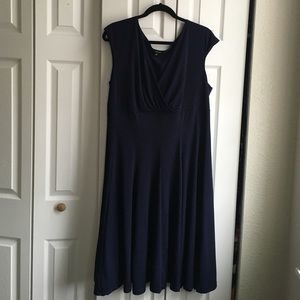 Beautiful plus size navy dress with cap sleeve