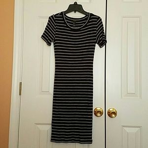 Black and White Striped Shirt Dress