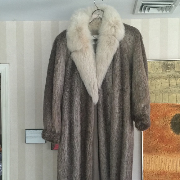Tan and brown real fur coat