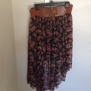 Floral design high low skirt
