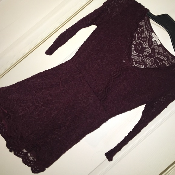 Maroon/dark purple lace romper