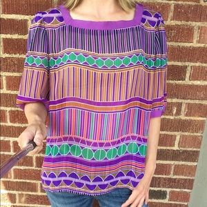 ✨🌸Retro Geometric Sheer Blouse