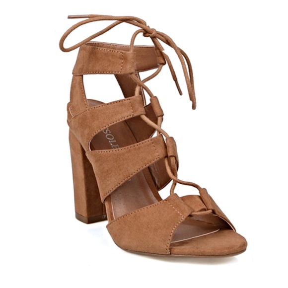 Lace up chunky heel sandal