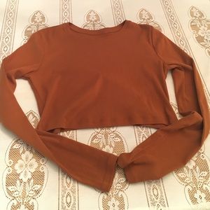 Burnt orange long sleeve crop top