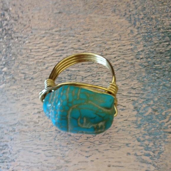 Turquoise and Gold Buddha Ring - Picture 2 of 4