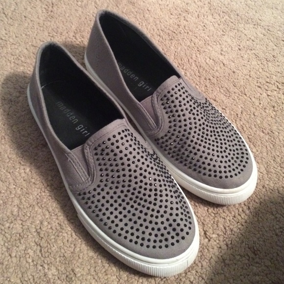 Gray Madden Girl slip-on stud shoes size 7