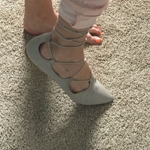 Brand new grey lace up flats!