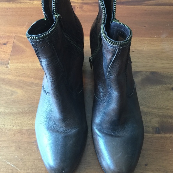 Brown zippered booties