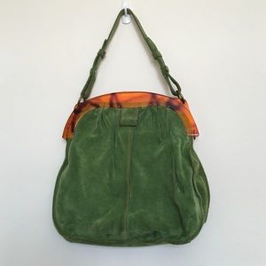 Leather clamshell purse