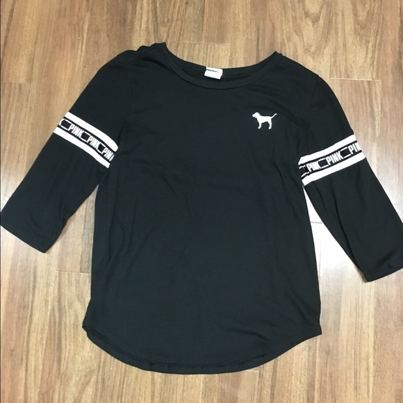 PINK - 3 quarter length Varsity Shirt - Black - M