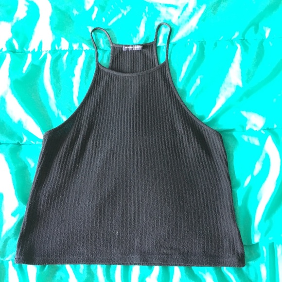 Brandy Melville Ribbed Black Halter