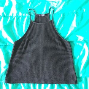 Brandy Melville Ribbed Black Halter