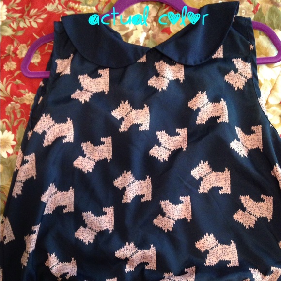 Scottie Print Peter Pan Collar Blouse
