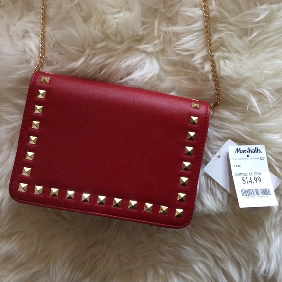 Red Studded Crossbody Bag