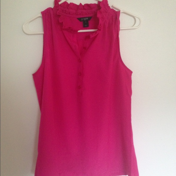 Jcrew Magenta Silk Sleeveless Blouse