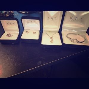 Rose Gold Diamond Set-RingEarringsNecklaceBracelet