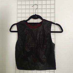 ‼️SALE ‼️Leather and Velvet Crop Top