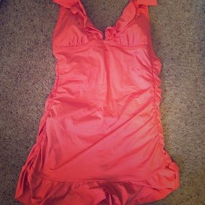 Kenneth Cole halter top skirted one piece swimsuit