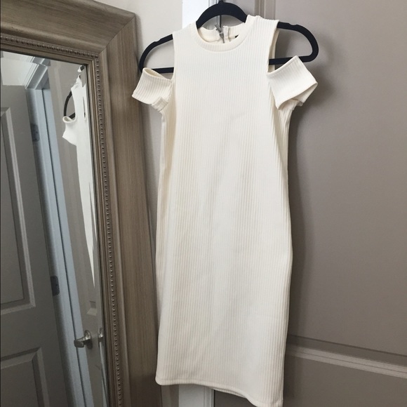 Zara cream dress with shoulder cut outs