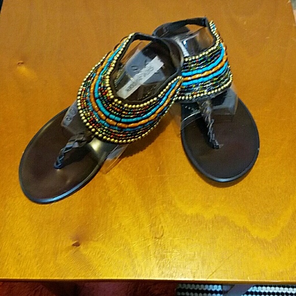 Gorgeous beaded thong sandals. NWOT