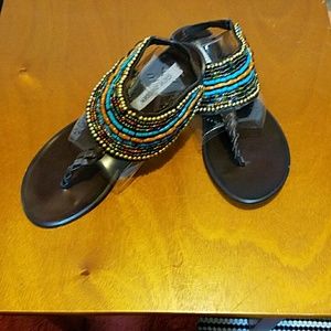 Gorgeous beaded thong sandals. NWOT