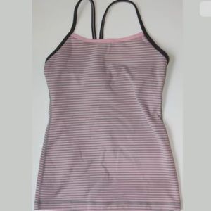 Lululemon 2 Pink Grey Striped Power Y Tank top