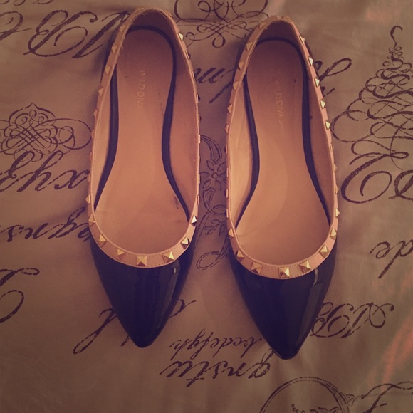 Black studded pointed flats