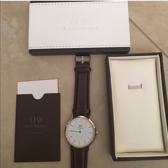 Brown leather Daniel Wellington watch