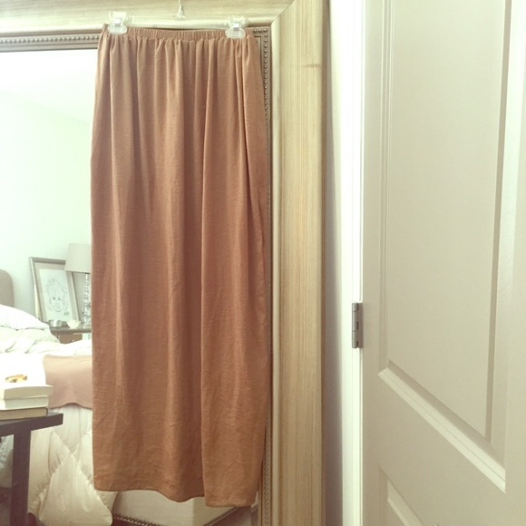 Zara two slit maxi skirt in camel