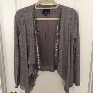 Aryn K. Grey Open Cardigan with Sequin detail.