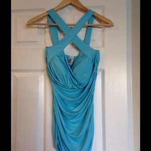 Crisis cross sweetheart pinup top in baby blue