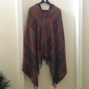 Patterned Poncho with Hood