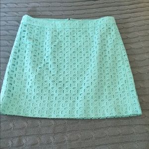 J crew crochet teal skirt