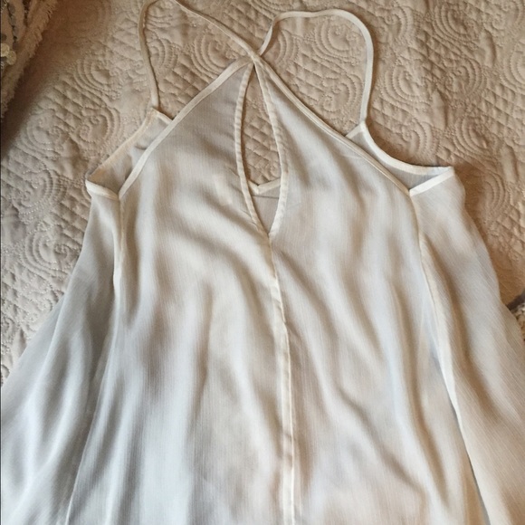 White Hollister tank with beaded boho detailing - Picture 3 of 4