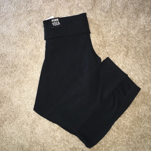 PINK Black Foldover Cotten Legging