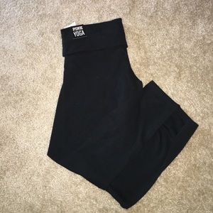 PINK Black Foldover Cotten Legging