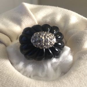 Vintage Art Deco Onyx & Diamond ring 14k